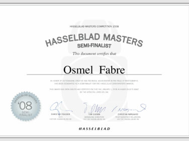 certificate_semifinalists Hasselblad Masters 2008 - Osmel Fabre Photographer